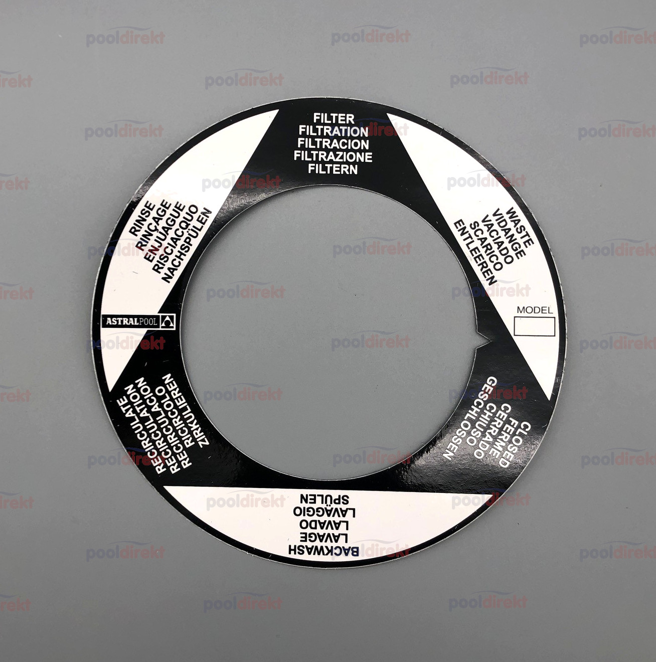 Etikett für 6-Wege-Ventil Astral