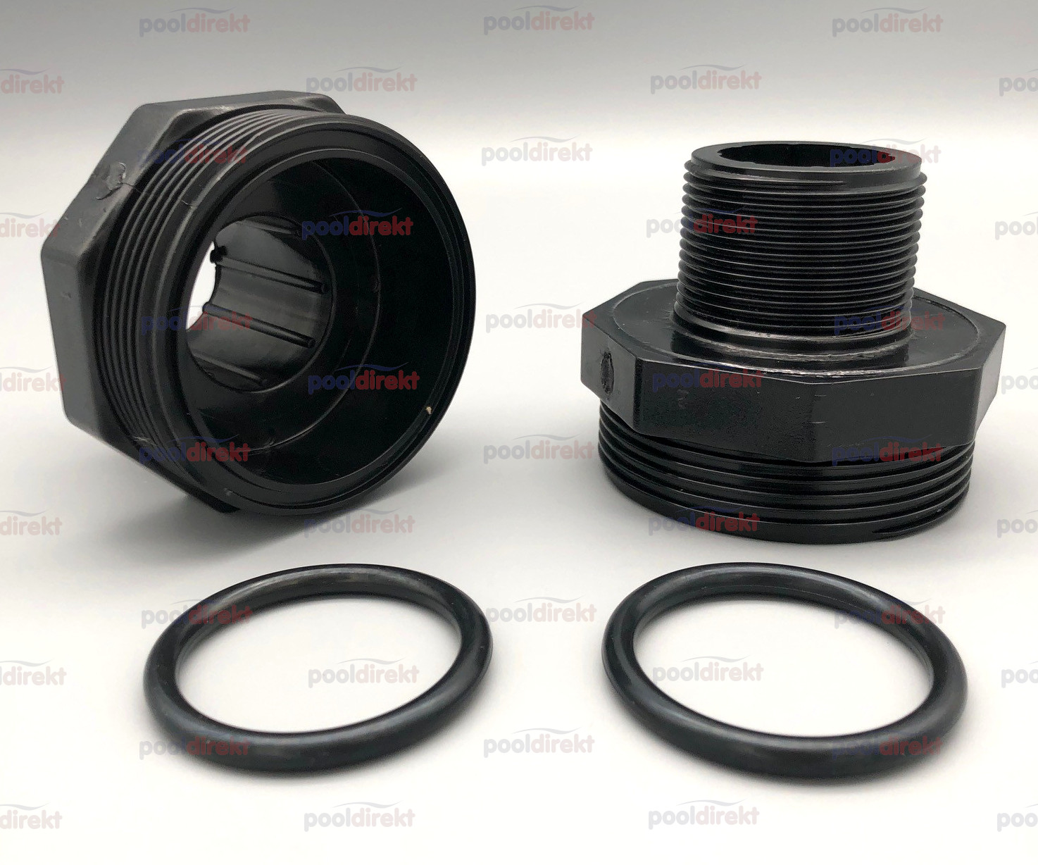 Doppelnippel-Set 1 1/2" Filter-Verschraubung mit O-Ringen